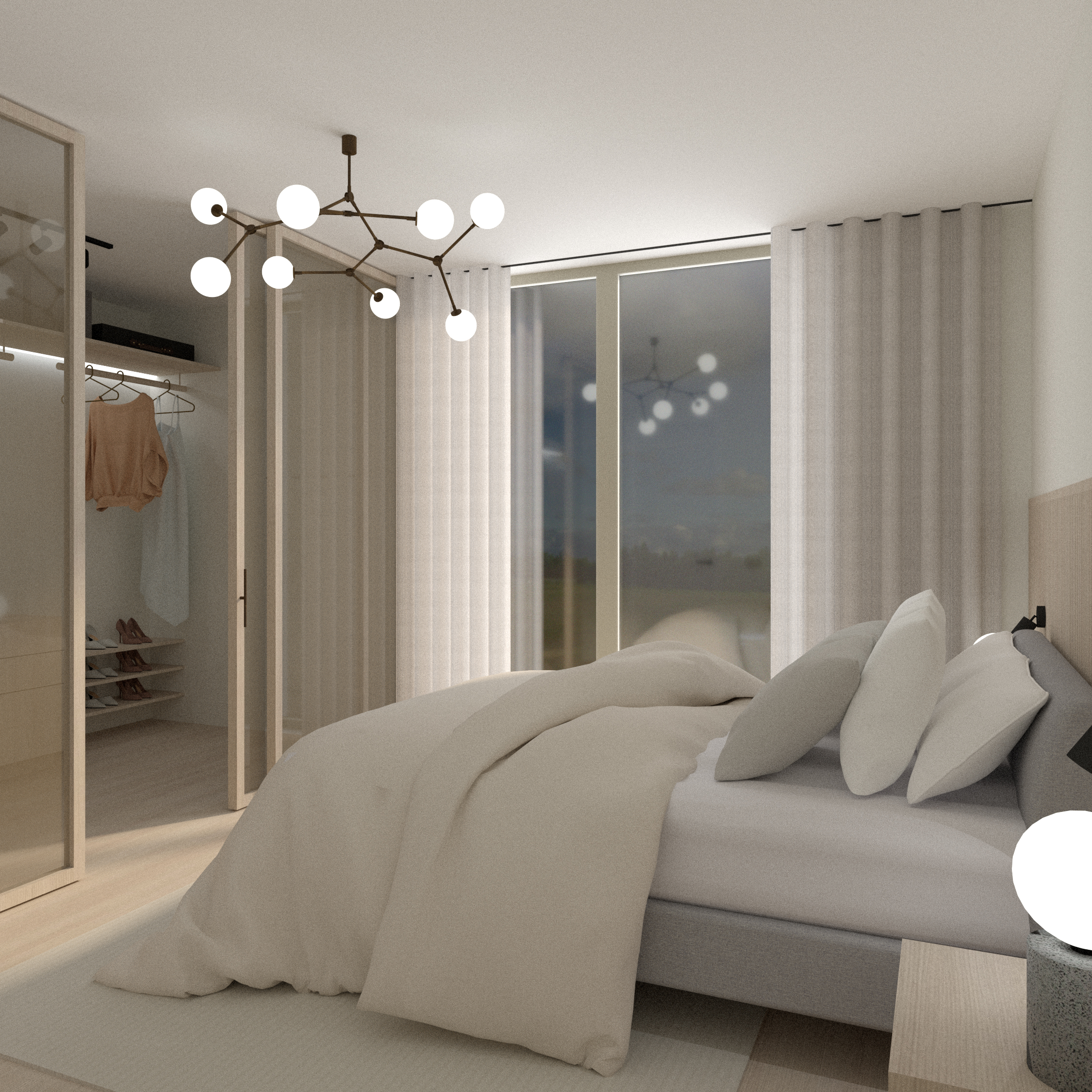 Master bedroom met inloopkast